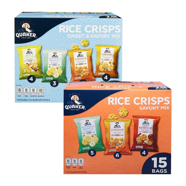 :$11.97 Quaker Rice Crisps Mix Pack 15ct., select varieties. While supplies last.