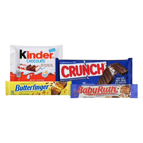 :.77 when you buy four (4) Butterfinger, Crunch, Baby Ruth or Kinder Candy Bars 1-1.9oz., select varieties . While supplies last.