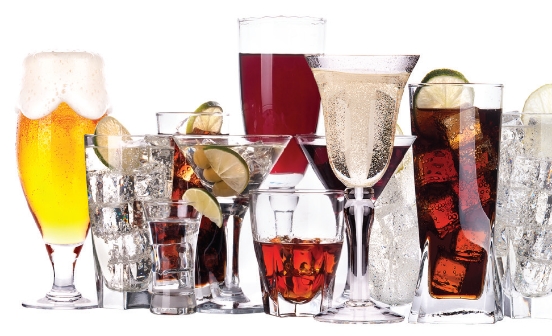 line up of various cocktails